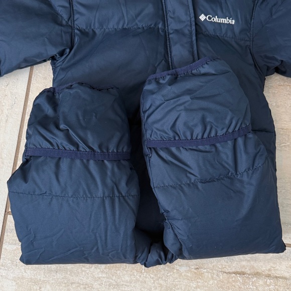 Columbia Snuggly Bunny Down Bunting Infant Boy 12-18 Puffer Hooded Snowsuit - Picture 7 of 15